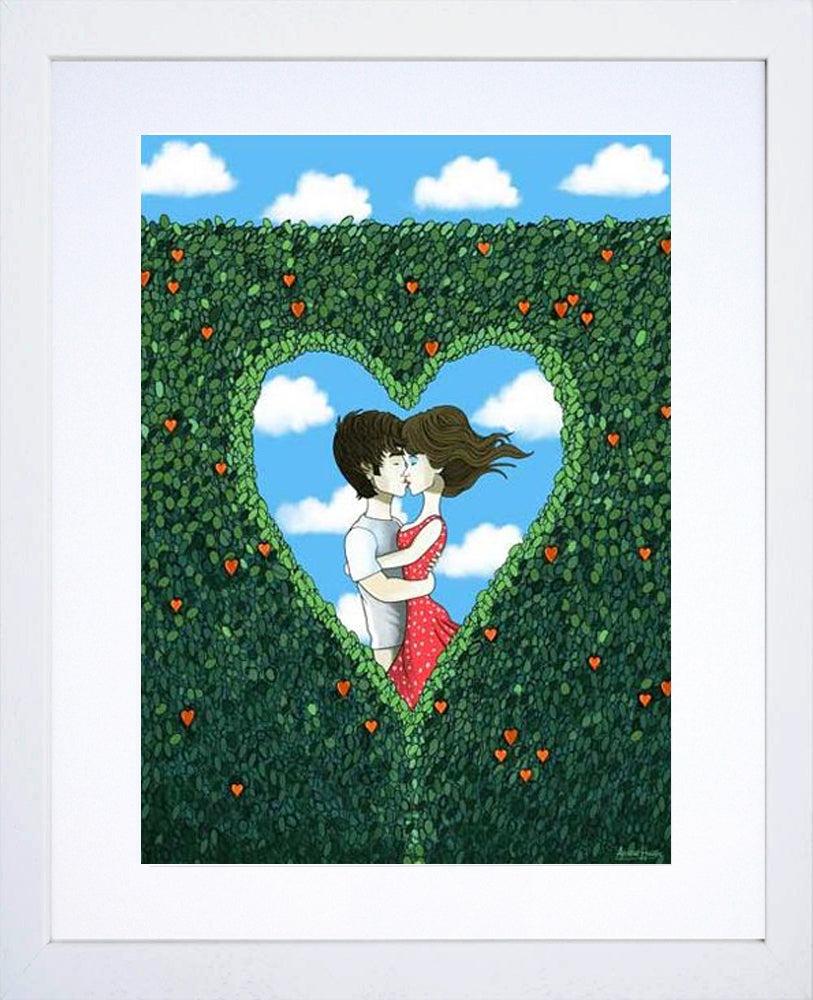 Kissing Couple-White Box Frame