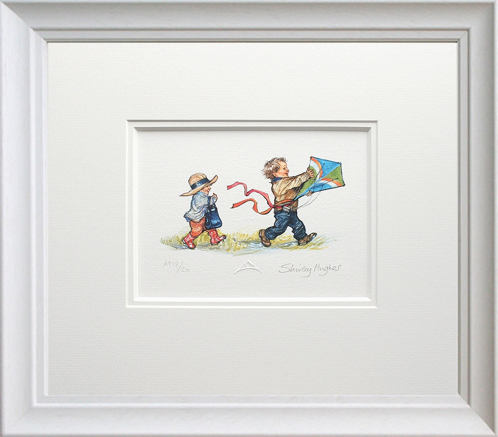 Kite Flying Artist Proof White Scoop Frame