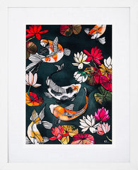 Koi Carp-19 x 27.5-White Box Frame (With Mount)