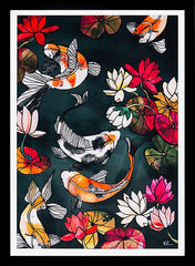 Koi Carp-33 x 55.5-Black Box Frame (No Mount)
