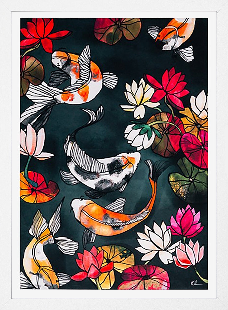 Koi Carp-33 x 55.5-White Box Frame (No Mount)