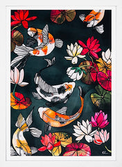 Koi Carp-33 x 55.5-White Box Frame (No Mount)