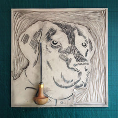 Lino Print - Black Labrador