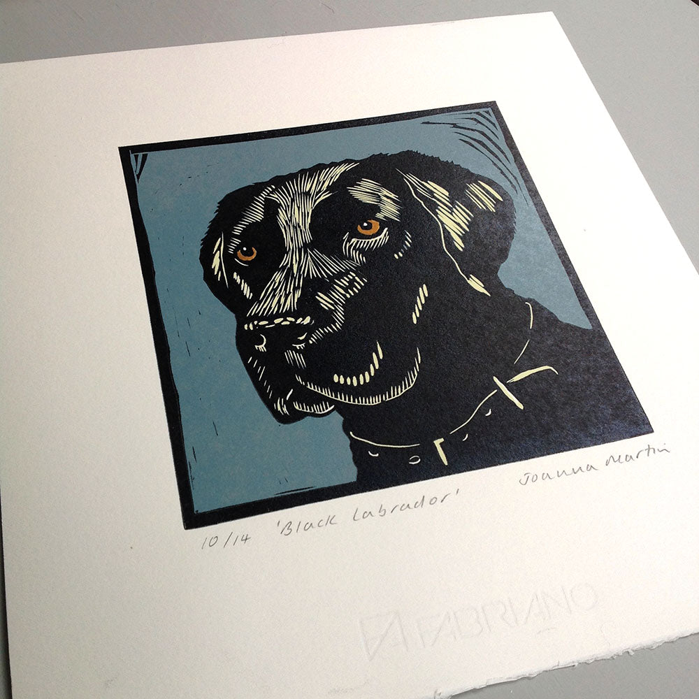 Lino Print - Black Labrador