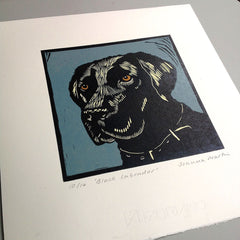 Lino Print - Black Labrador