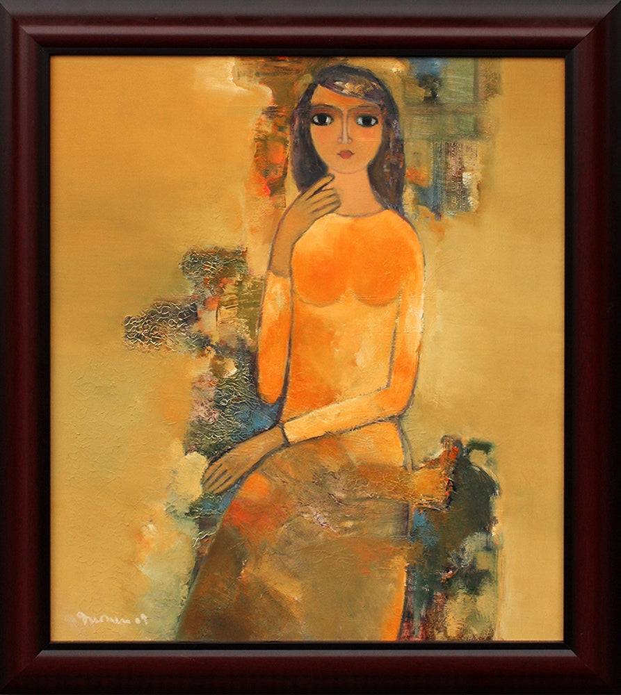 Lady In Orange Dress Framed