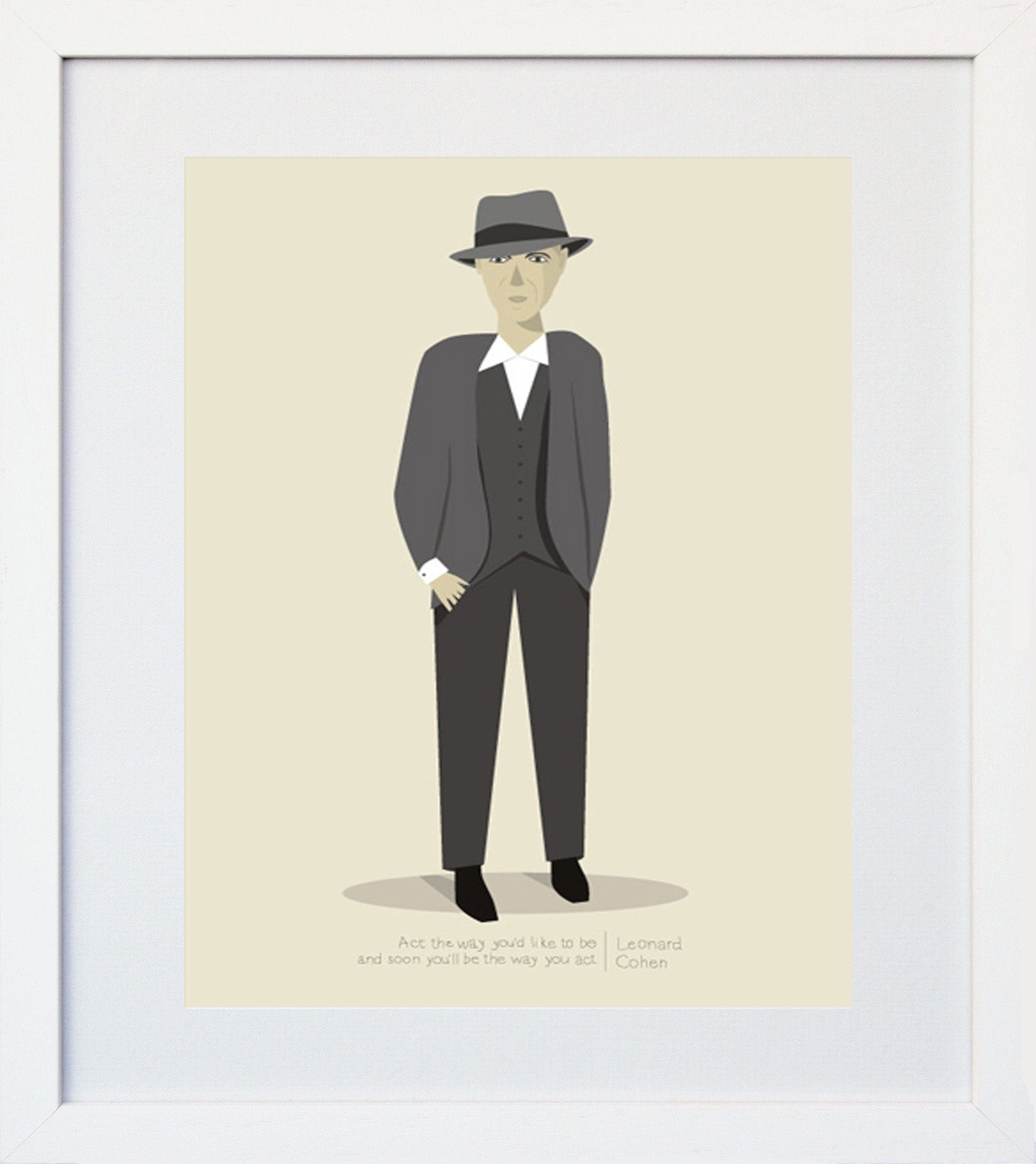 Leonard Cohen White Frame