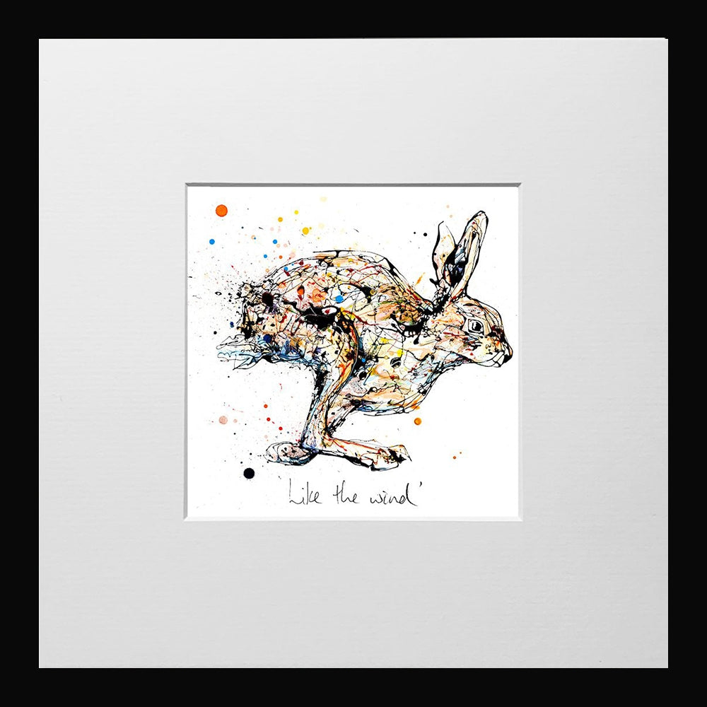 Print Open Edition Animals - Like The Wind-12 x 12-Small Flat Black Frame