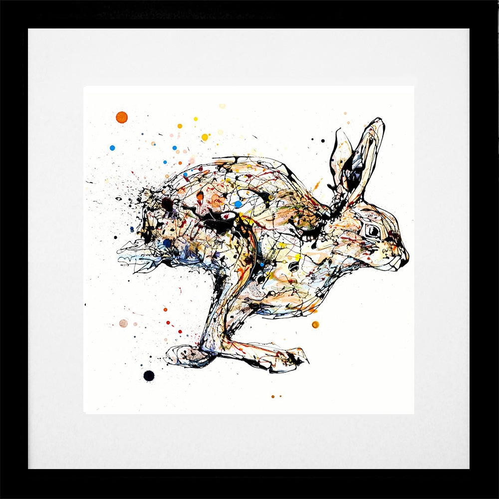 Print Open Edition Animals - Like The Wind-30 x 30-Black Box Frame (With Mount)