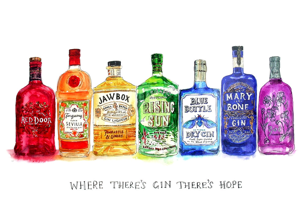 Drinks Gin - Where There's Gin There's Hope Limited Edition Unframed