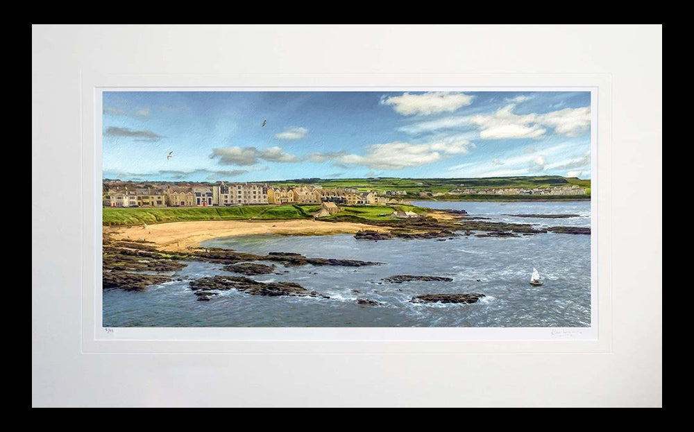 Co Antrim - Looking Back Portballintrae-71 x 45-Flat Black Frame
