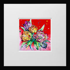 Print Open Edition Floral - Love-12 x 12-Small Flat Black Frame