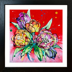 Print Open Edition Floral - Love-30 x 30-Black Box Frame (No Mount)