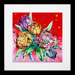 Print Open Edition Floral - Love-30 x 30-Black Box Frame (With Mount)