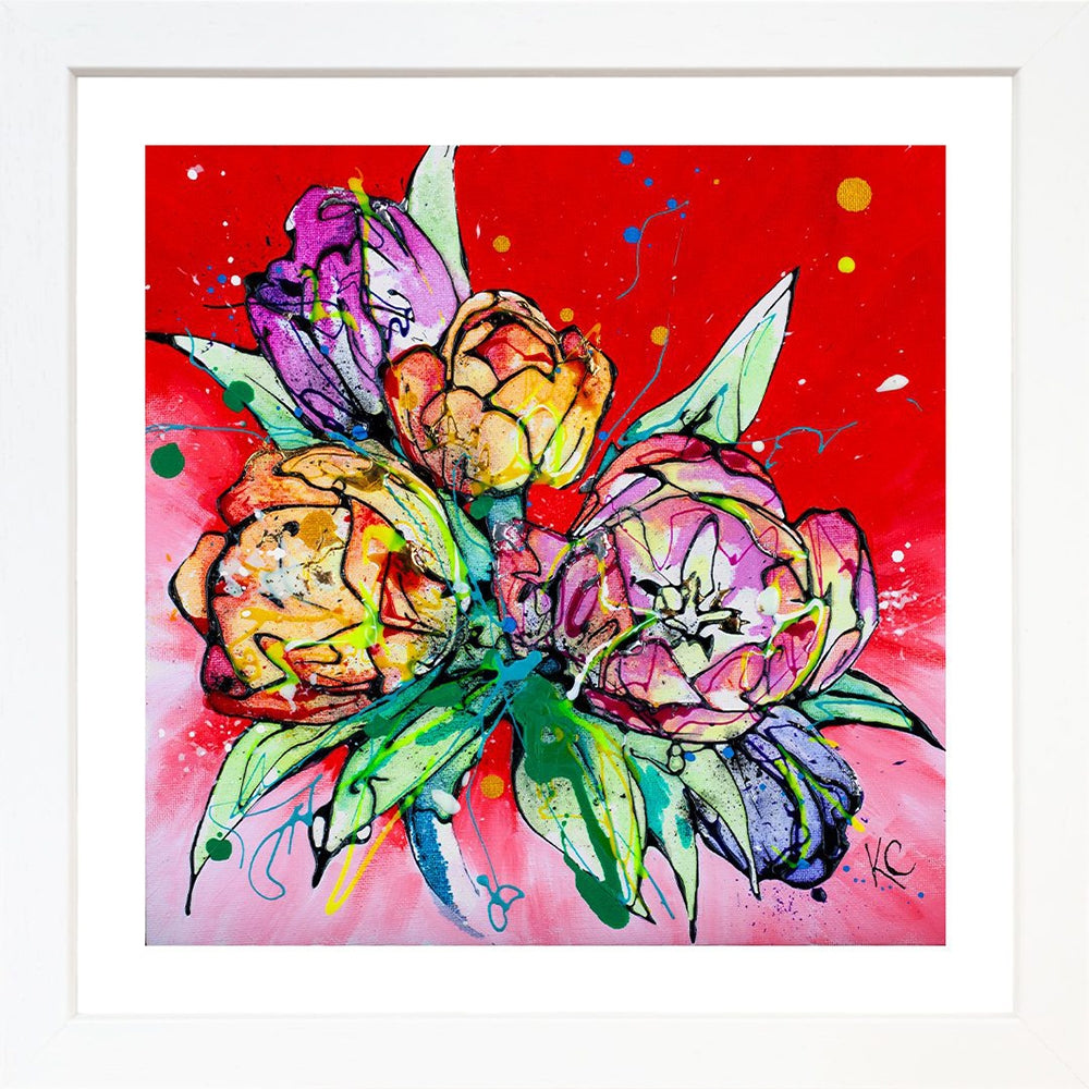 Print Open Edition Floral - Love-30 x 30-White Box Frame (No Mount)