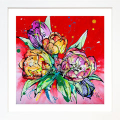 Print Open Edition Floral - Love-30 x 30-White Box Frame (No Mount)