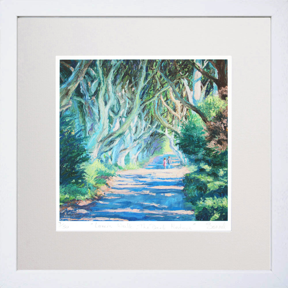 Print - Lovers Walk The Dark Hedges-30 x 30-White Box Frame
