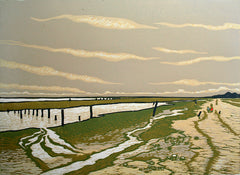 Linocut Print - Co Down Low Tide Back Beach, Dundrum
