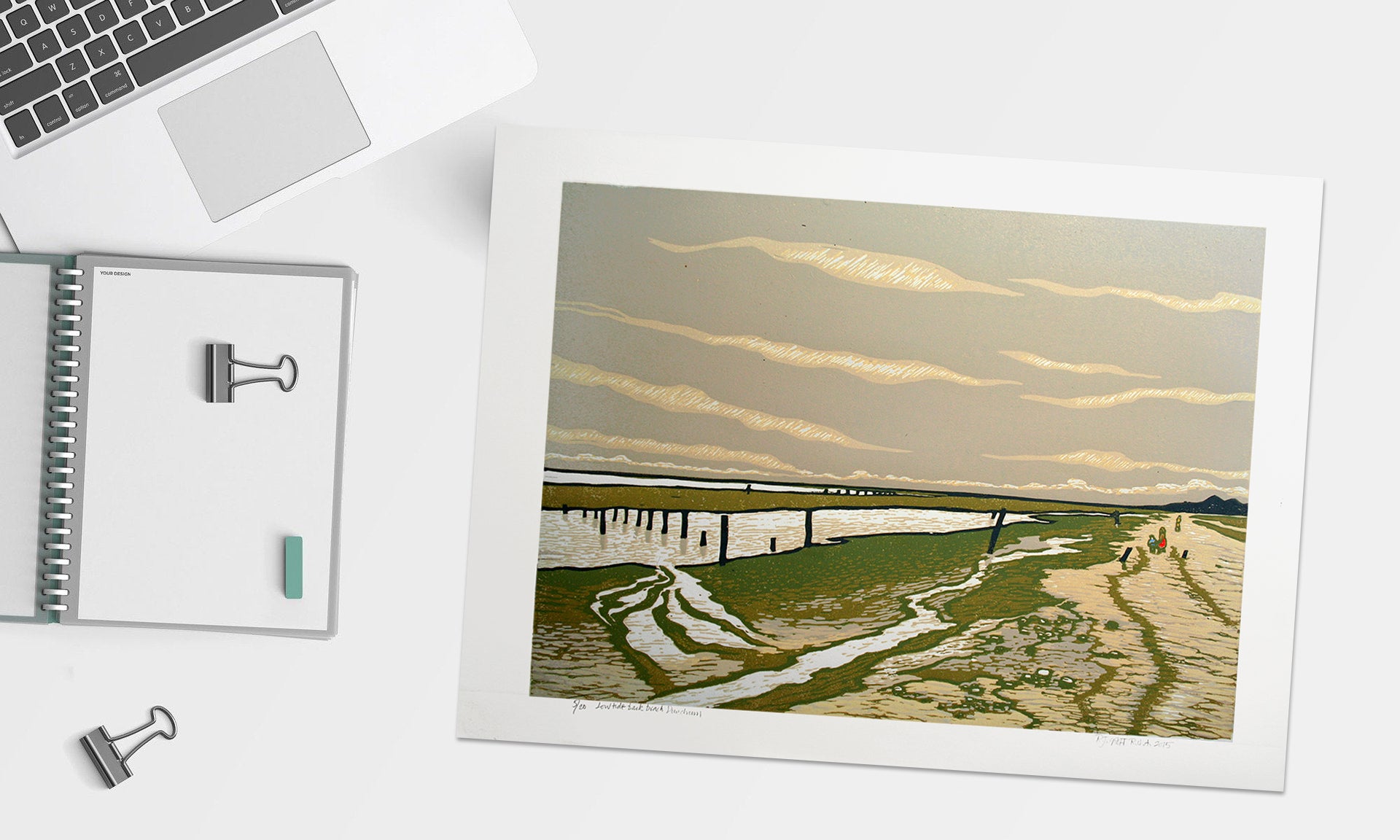 Linocut Print - Co Down Low Tide Back Beach, Dundrum