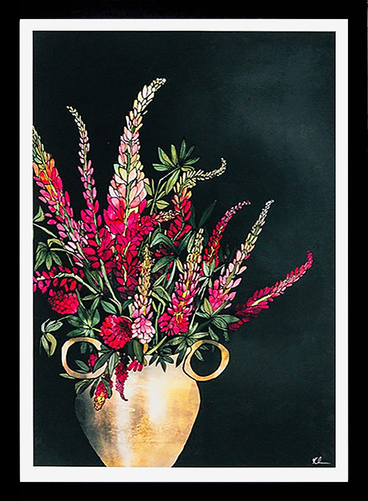 Lupins-33 x 55.5-Black Box Frame (No Mount)