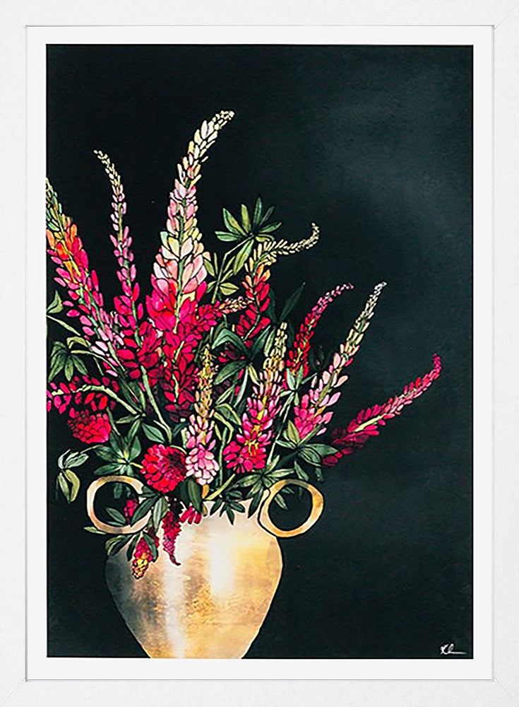 Lupins-33 x 55.5-White Box Frame (No Mount)