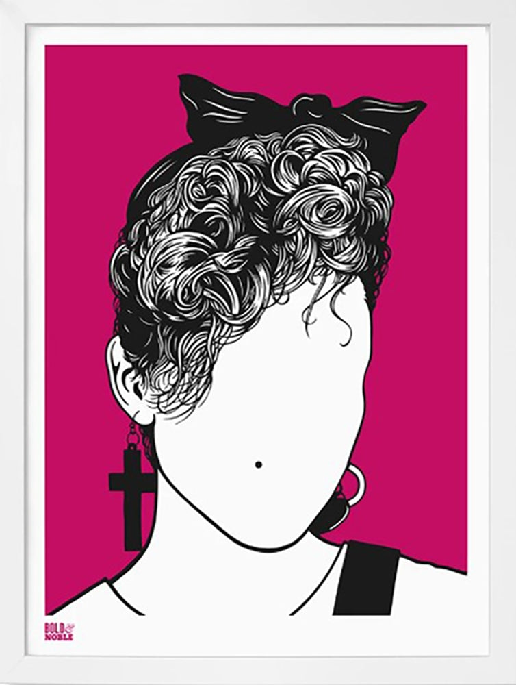 Music Icons - Madonna in Fuchsia Frame White