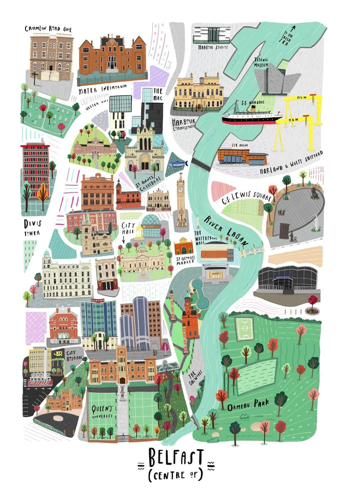Places - Belfast Map - Unframed