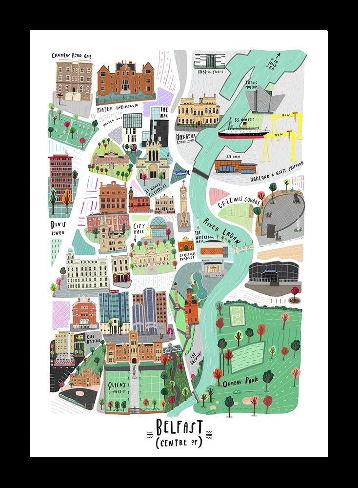 Places - Belfast Map - Black Frame