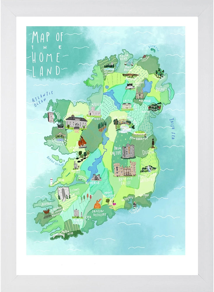 Places - Map of the Homeland - White Framed