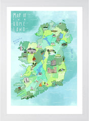 Places - Map of the Homeland - White Framed