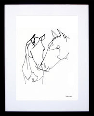 Animals Horse - Mare and Foal Black Frame