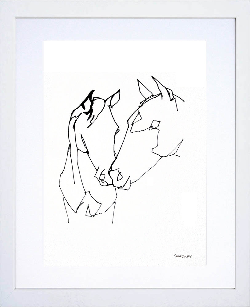Animals Horse - Mare and Foal White Frame