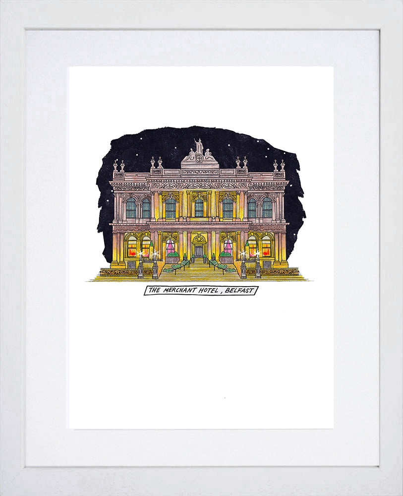 Pubs - The Merchant Hotel-Available In One Size Only-White Box Frame (With Mount)