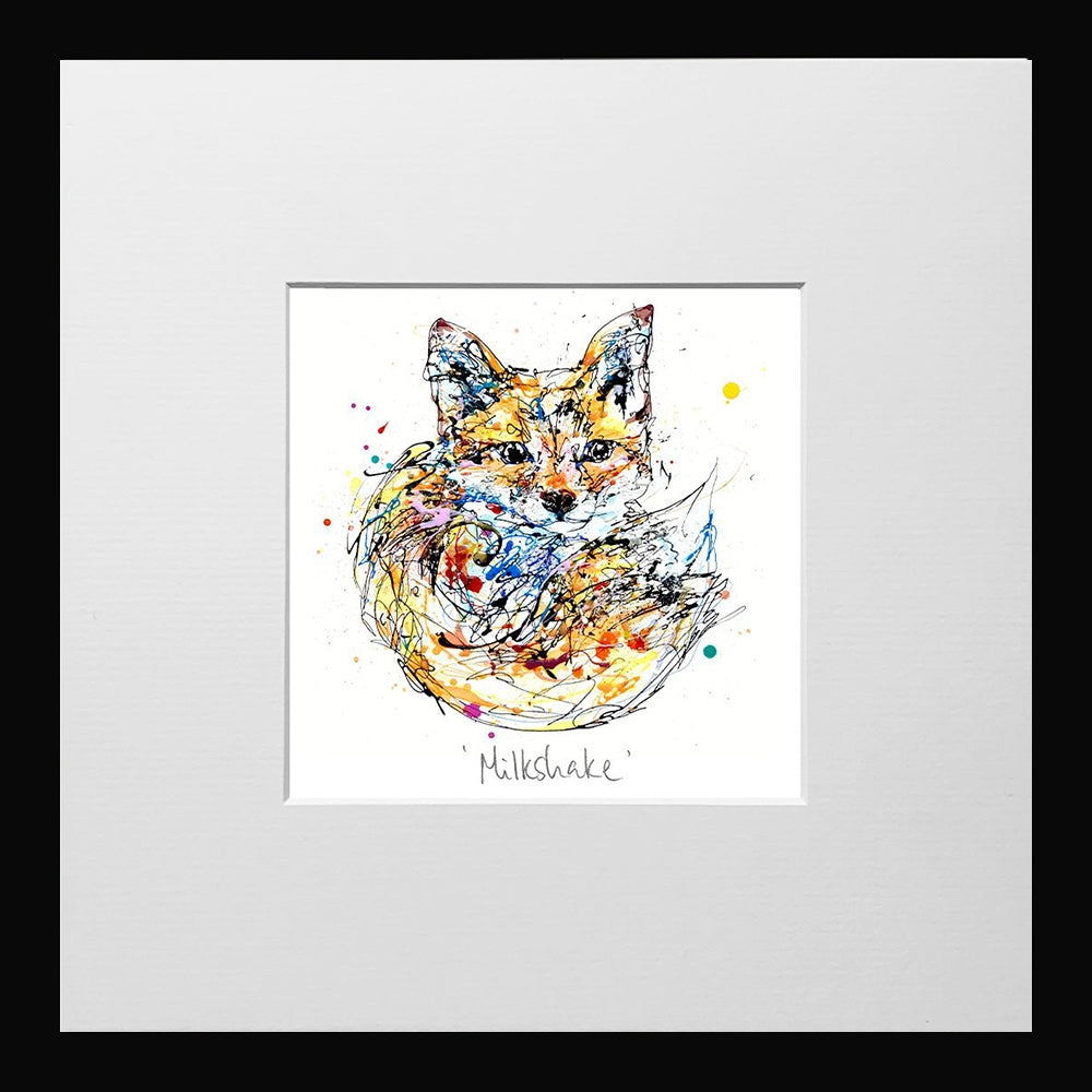 Print Open Edition Animals - Milkshake-12 x 12-Small Flat Black Frame