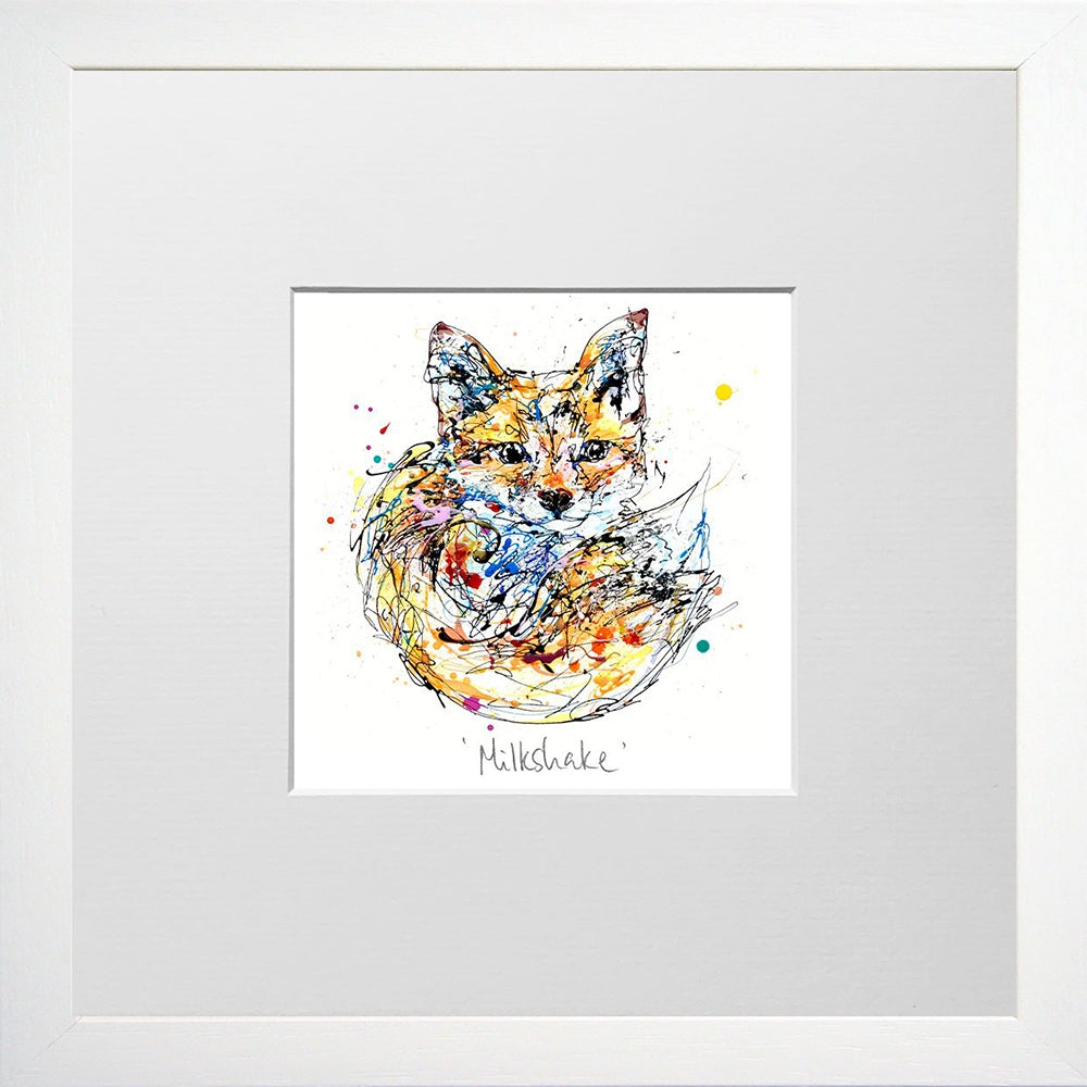 Print Open Edition Animals - Milkshake-12 x 12-Small Flat White Frame