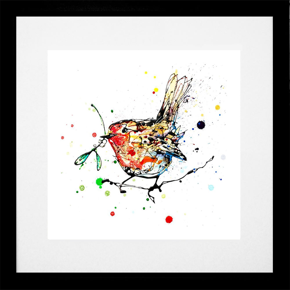 Print Open Edition Animals - Mistletoe-30 x 30-Black Box Frame (With Mount)