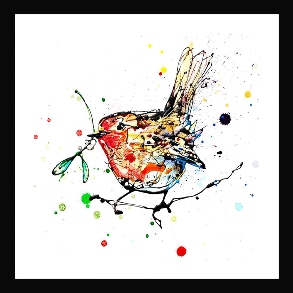 Print Open Edition Animals - Mistletoe-30 x 30-Black Box Frame (No Mount)