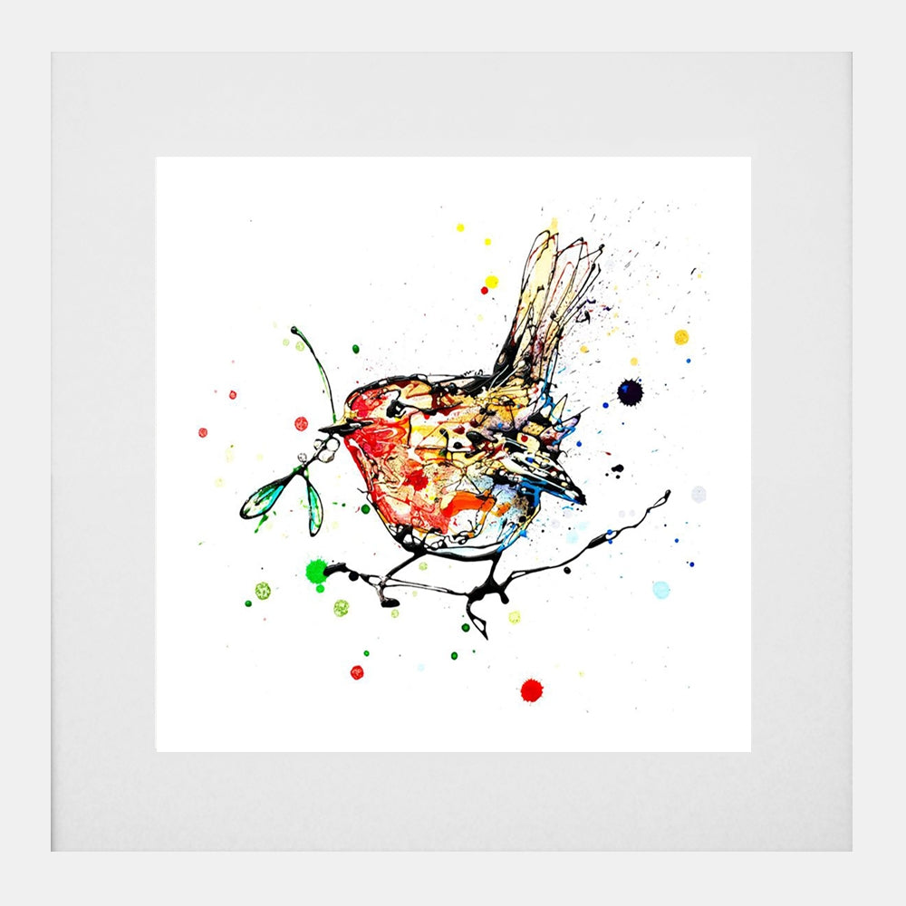 Print Open Edition Animals - Mistletoe-30 x 30-White Box Frame (With Mount)