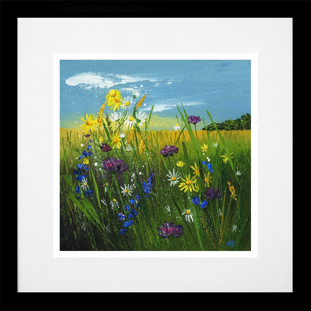 Original - Mixed Meadow 2 - Black Box Frame (With Mount)
