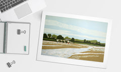 Linocut Print - Co Down Moneycarragh River And The White Bridge, Dundrum 2014