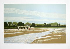 Linocut Print - Co Down Moneycarragh River And The White Bridge, Dundrum 2014 Unframed