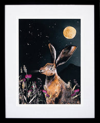 Moonlit Hare-19 x 27.5-Black Box Frame (With Mount)