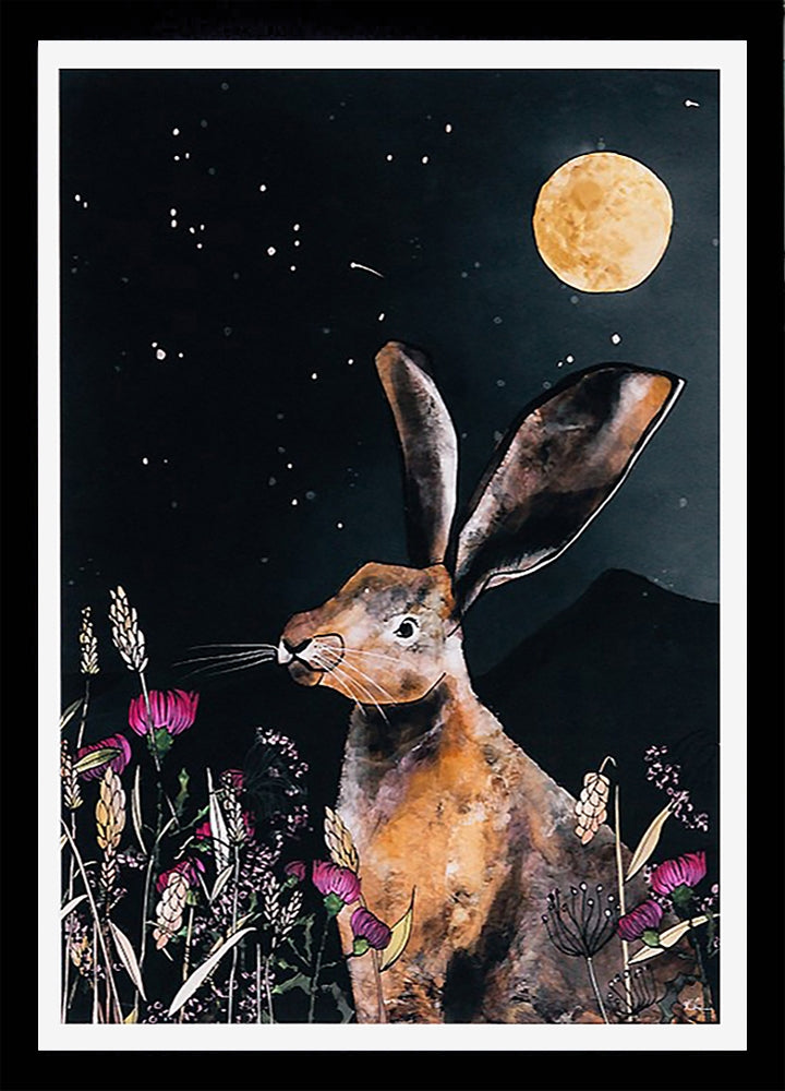 Moonlit Hare-33 x 55.5-Black Box Frame (No Mount)