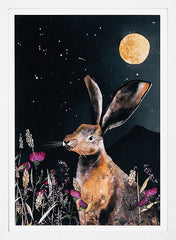 Moonlit Hare-33 x 55.5-White Box Frame (No Mount)