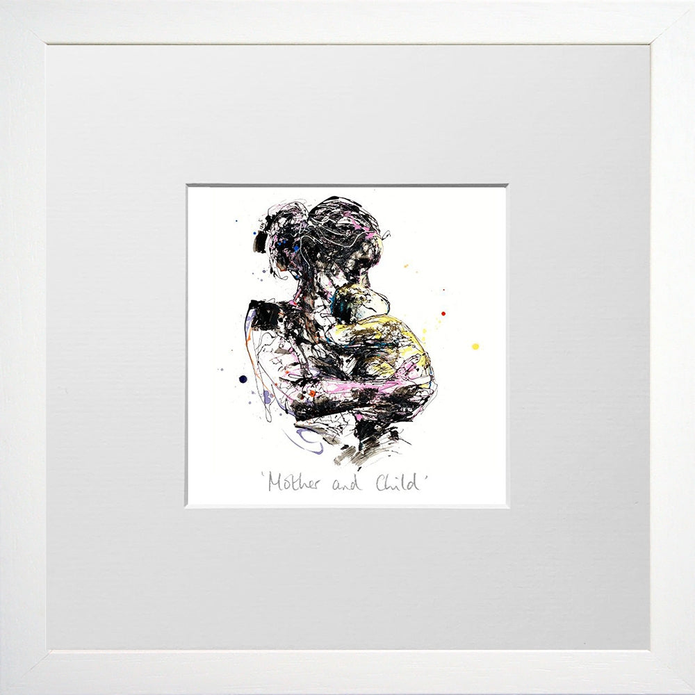 Print Open Edition Figurative - Mother And Child-12 x 12-Small Flat White Frame