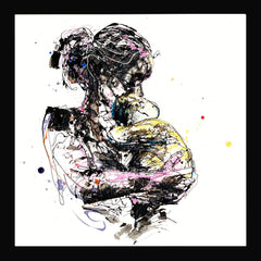 Print Open Edition Figurative - Mother And Child-30 x 30-Black Box Frame (No Mount)