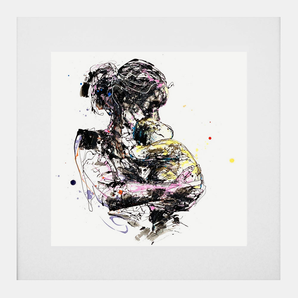 Print Open Edition Figurative - Mother And Child-30 x 30-White Box Frame (With Mount)