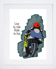 Motorcyclist White Frame