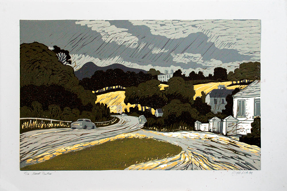 Linocut Print - Mount Panther 1994 Unframed