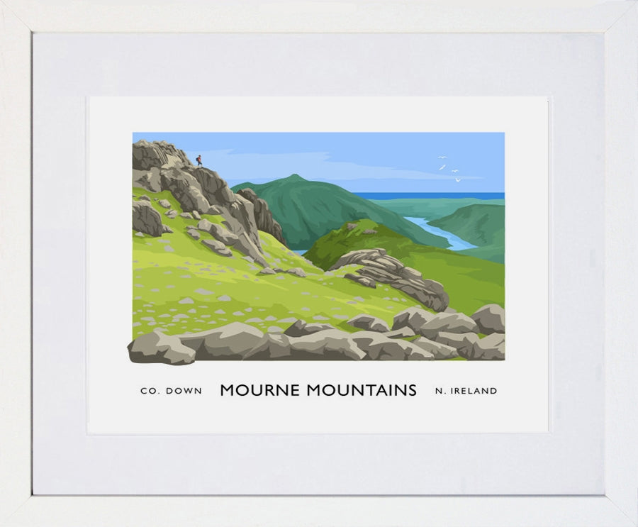 Co Down - Mournes Slieve Bernagh Frame White 40x30 With Mount